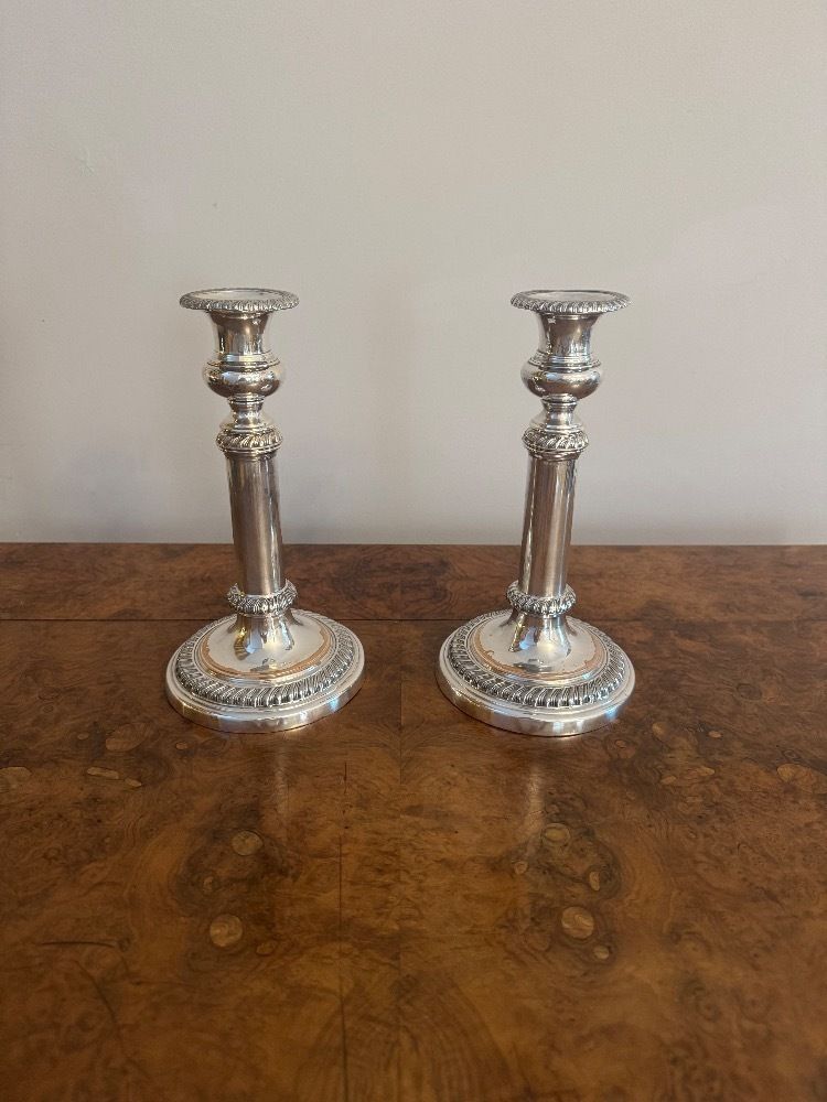 Quality Pair Of Antique Telescopic Sheffield Plated Candlesticks photo Home Decor