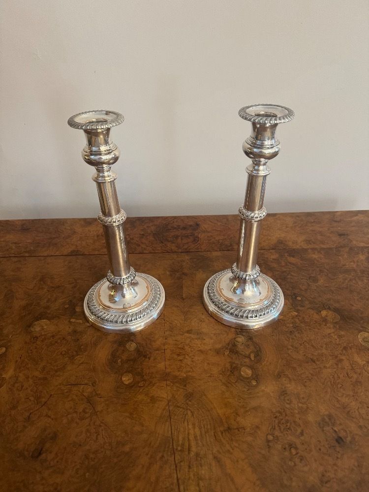 Quality Pair Of Antique Telescopic Sheffield Plated Candlesticks photo 685.0