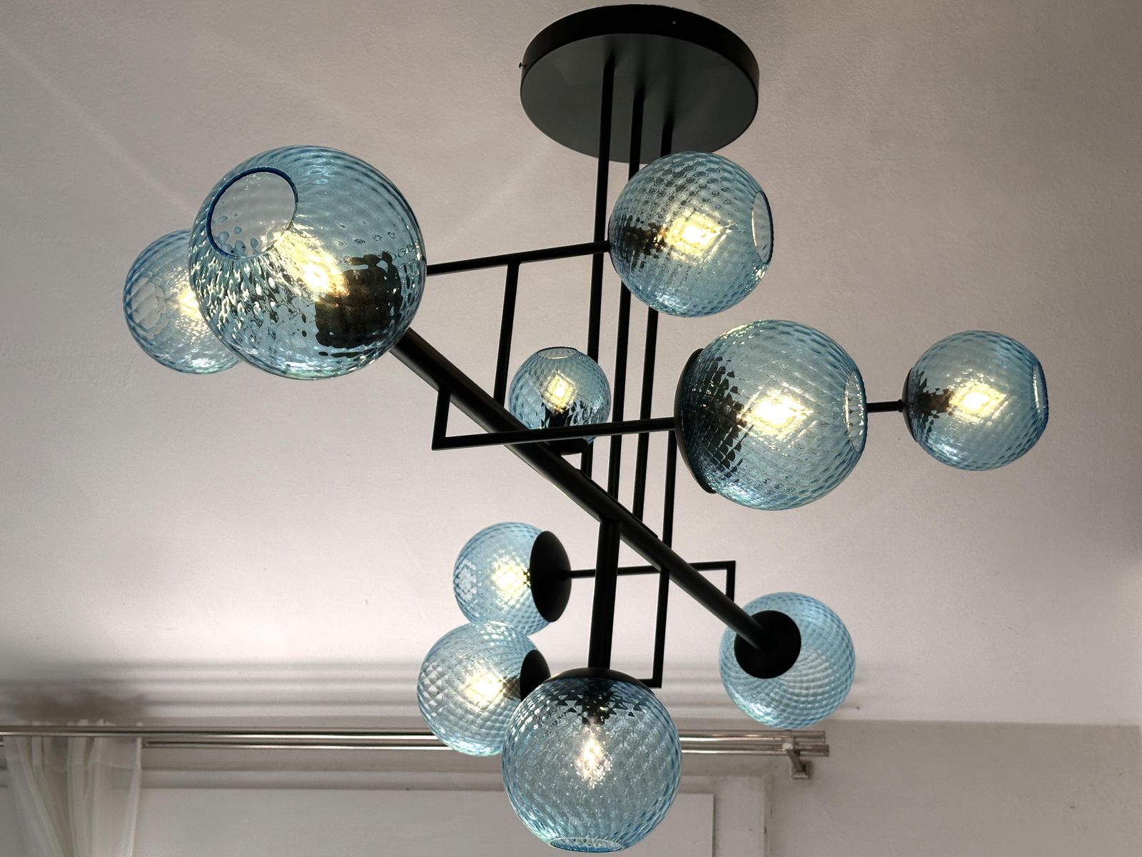 Contemporary Light Blue Spheres Murano Glass Sputnik Chandelier By Simoeng photo Lighting