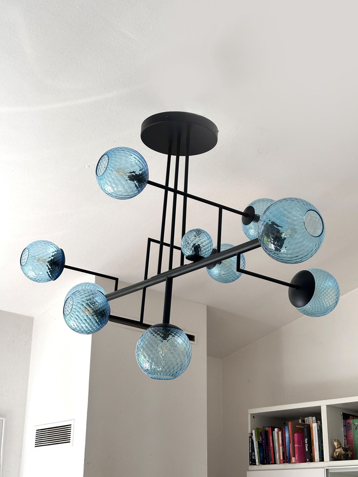 Contemporary Light Blue Spheres Murano Glass Sputnik Chandelier By Simoeng photo vinterior