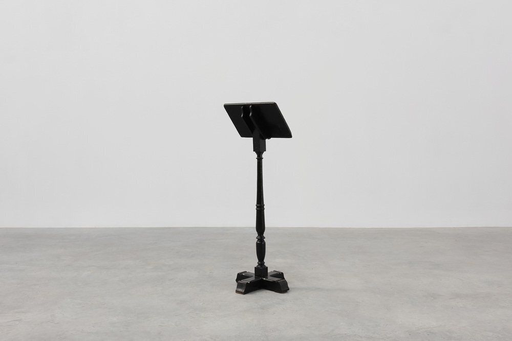 photo furniture Rustic French Black Bookstand In Wood, 1850