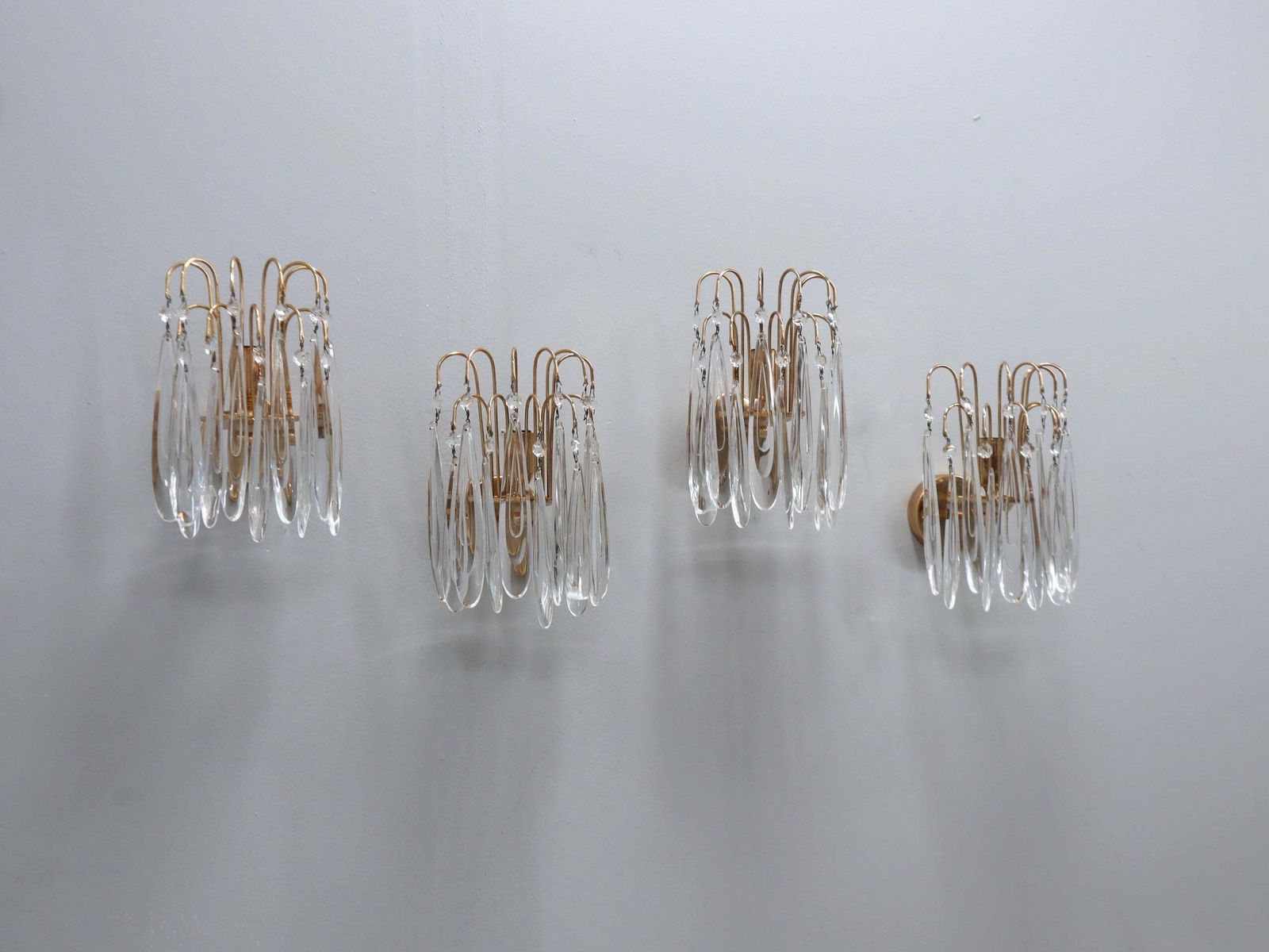 Set Of 4 Vintage Murano Teardrop Glass Wall Sconces 1980s photo Lighting