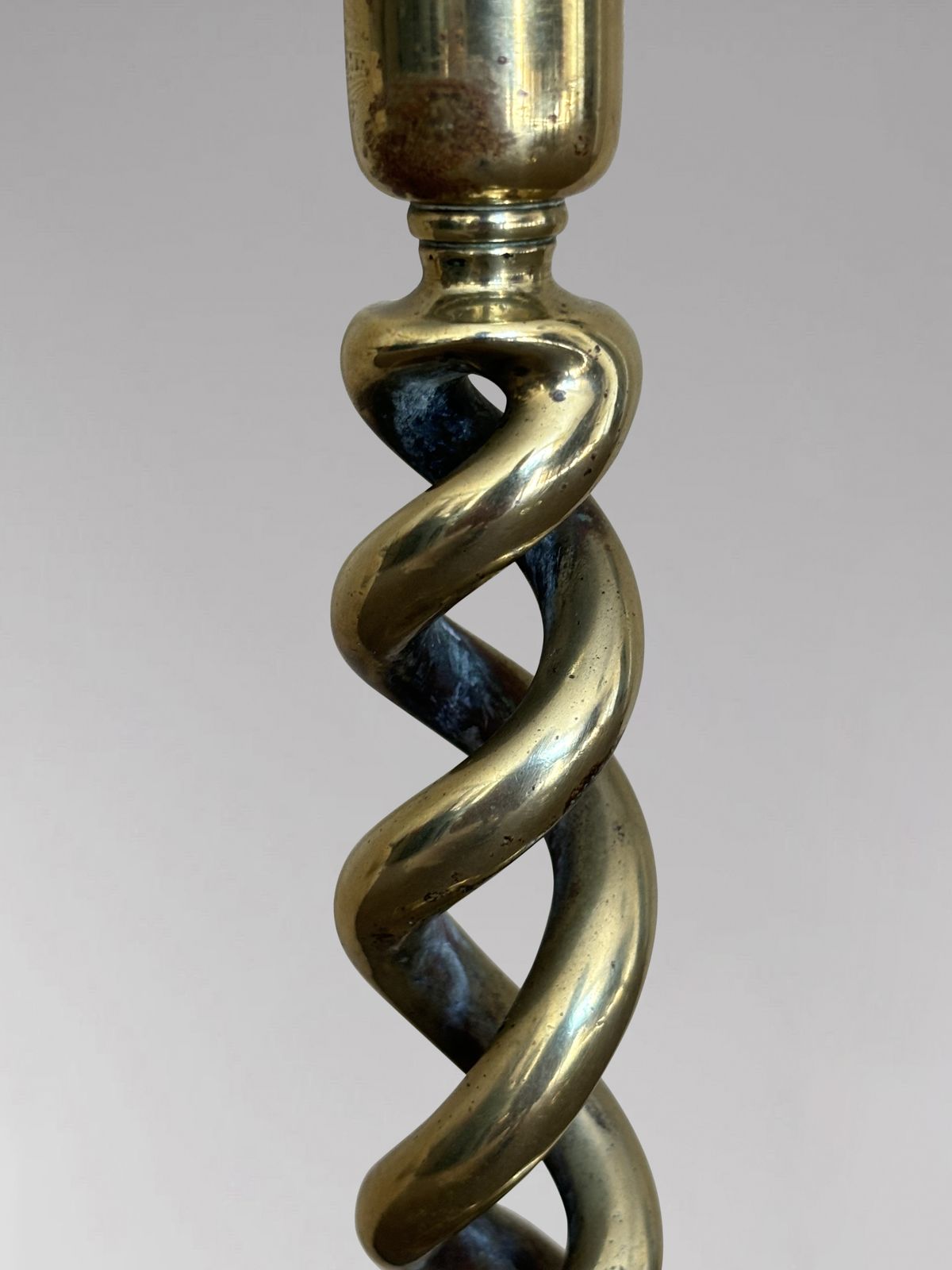 Pair Of Tall 19th Century Brass Barley Twist Candlesticks photo furniture