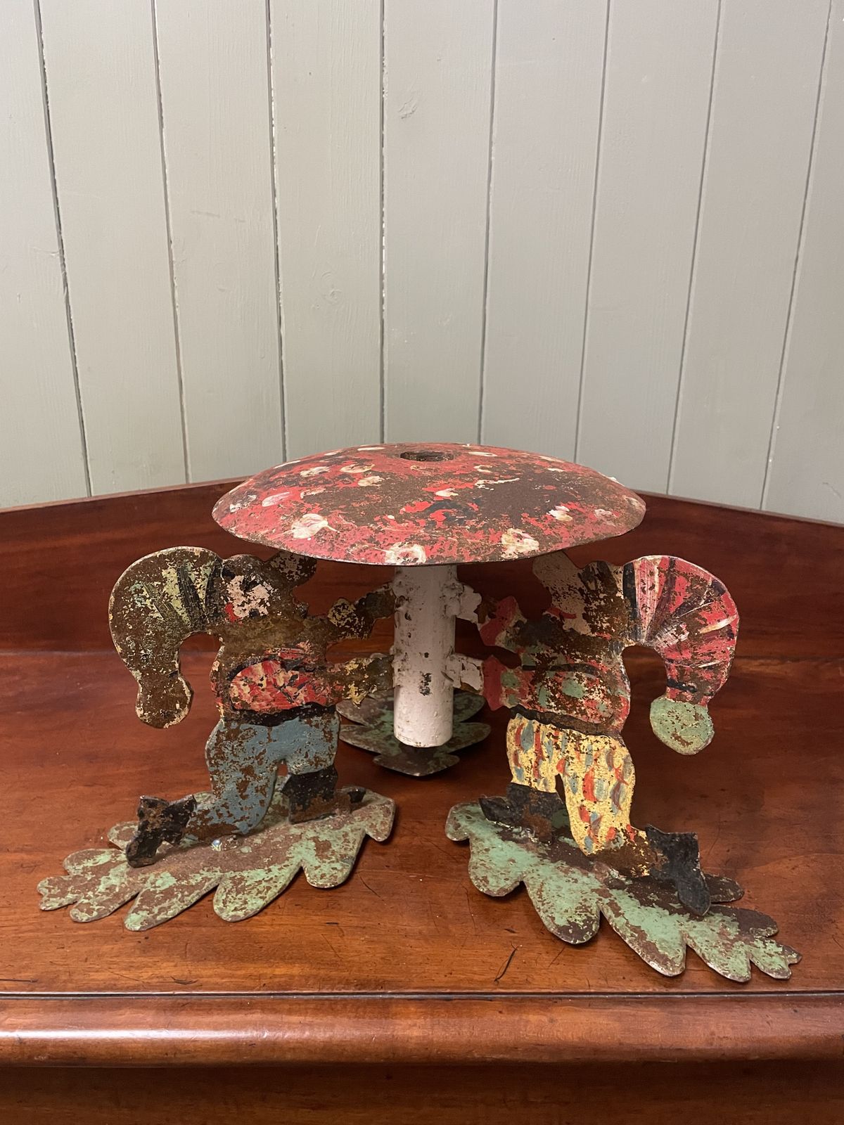 Antique Handmade German Folk Art Metal Christmas Tree Stand