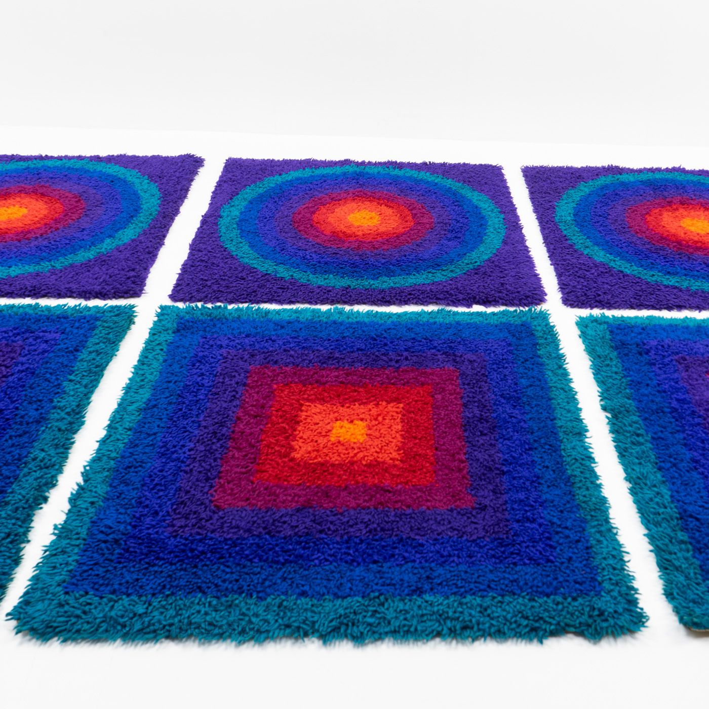 Verner Panton Rugs: Mira Carré – 1970s, Set Of Six photo vintage