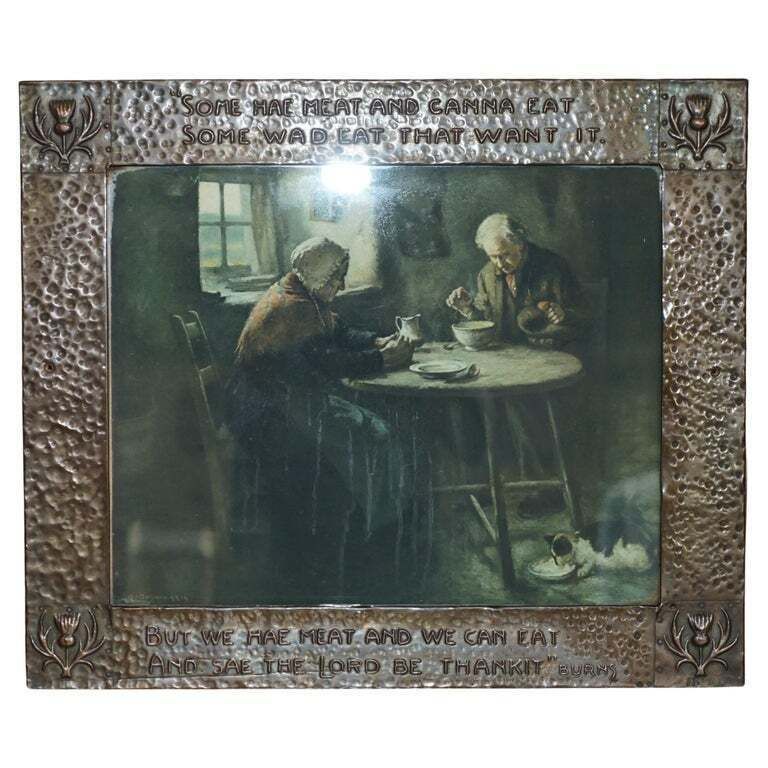 Antique Copper Arts & Crafts Scottish Burns Quote Frame With H.J Dobson Print