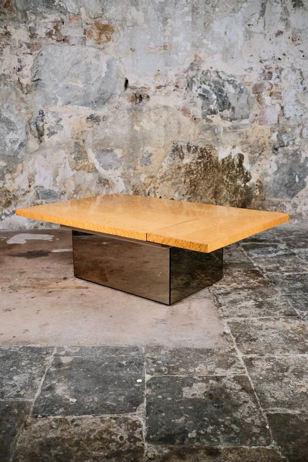 Ash Burl Wood Coffee Table By Paul Michel For Roche Bobois, France, 1980s photo furniture