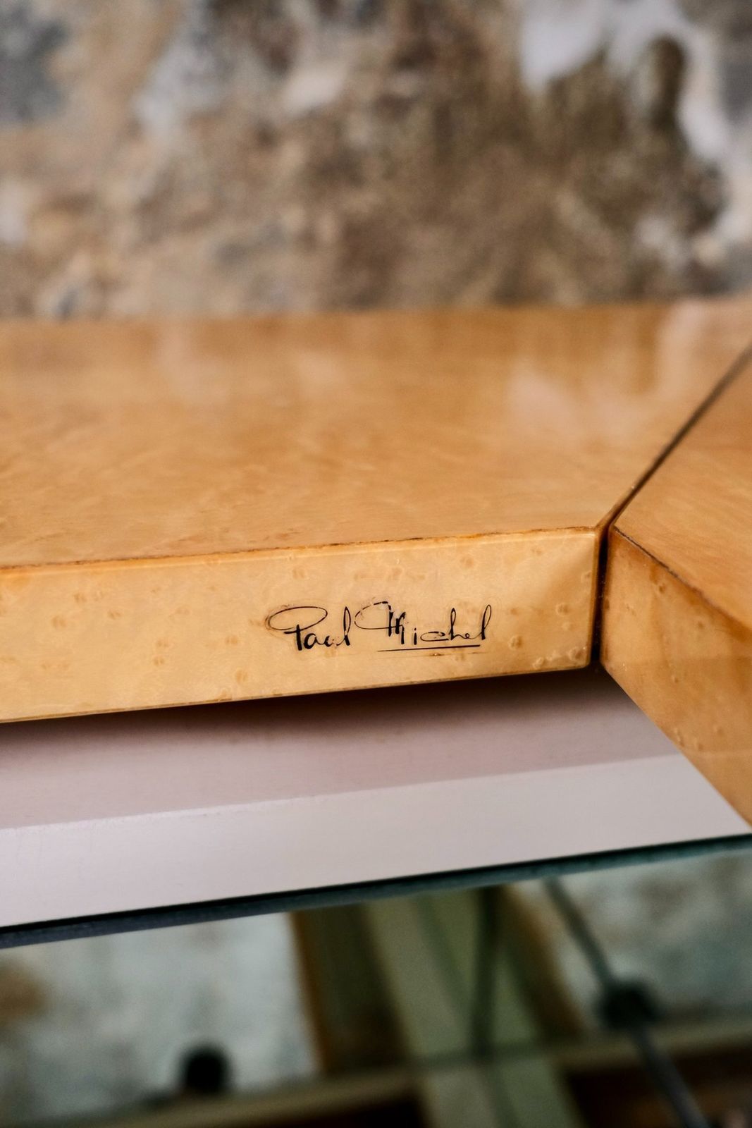 photo furniture Ash Burl Wood Coffee Table By Paul Michel For Roche Bobois, France, 1980s