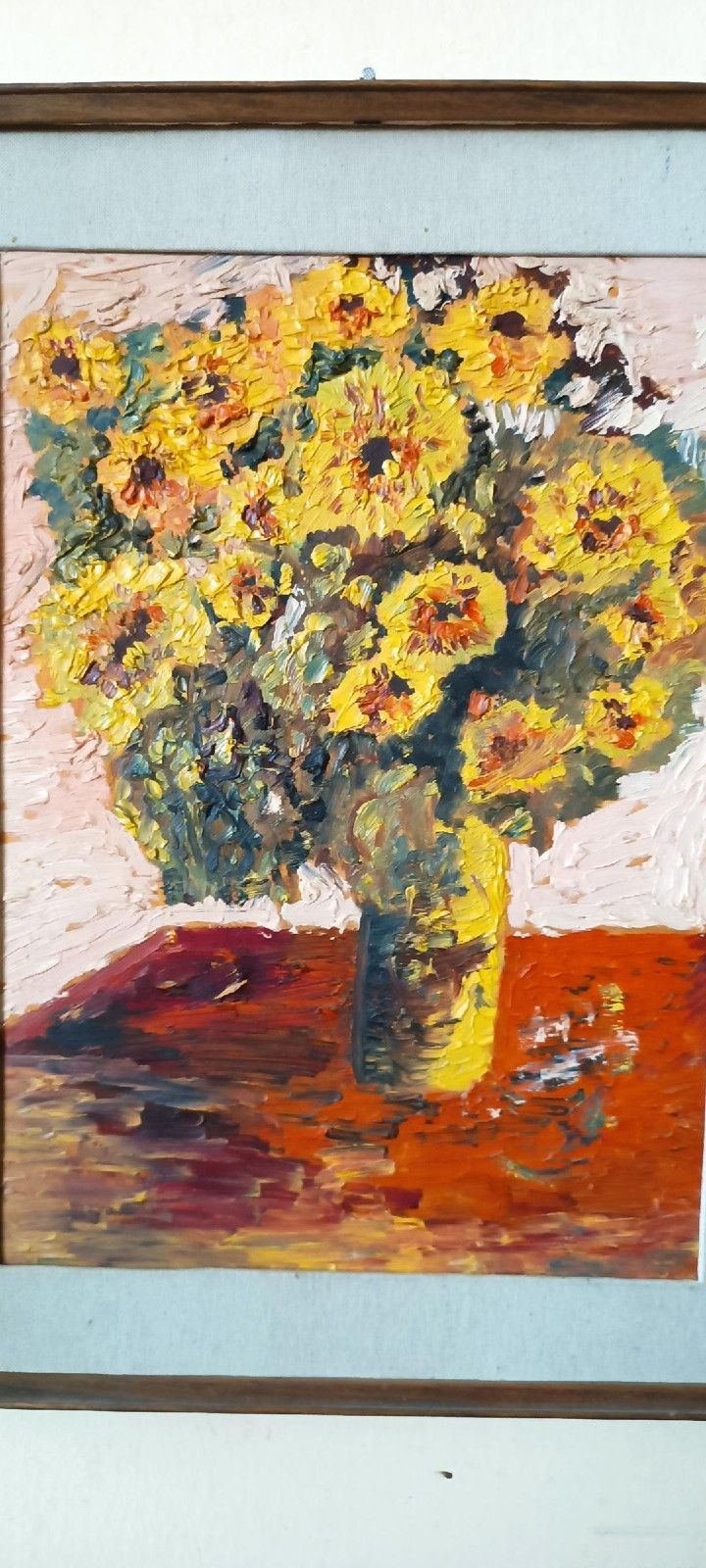 Dipinto Olio Su Tavola Vaso Con Fiori Firmato Serafini Datato 1962 photo Art