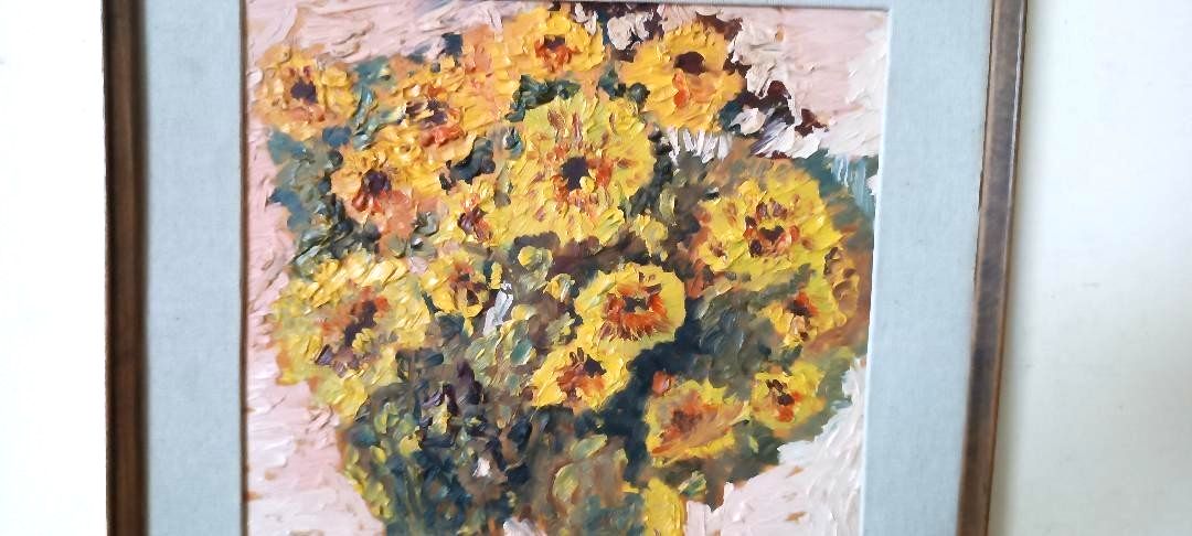 Dipinto Olio Su Tavola Vaso Con Fiori Firmato Serafini Datato 1962 photo vinterior