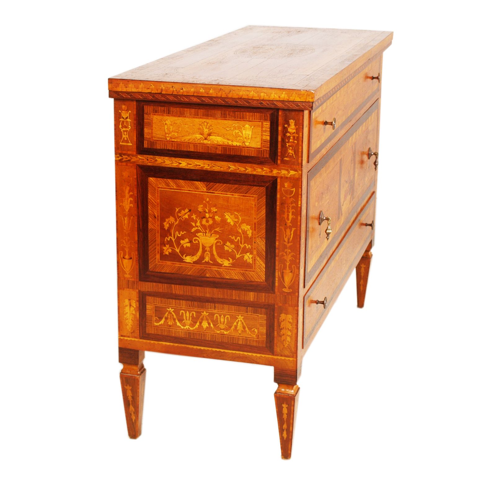 Maggiolini Italian Chest Of Drawers, Early 20th Century, Richly Inlaid, Louis XV Style photo Furniture
