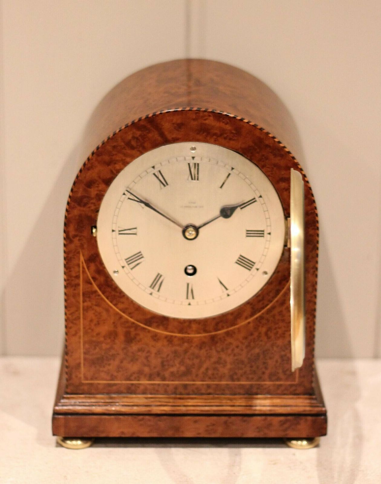 Burr Maple Arch Top Mantel Clock photo Home Decor
