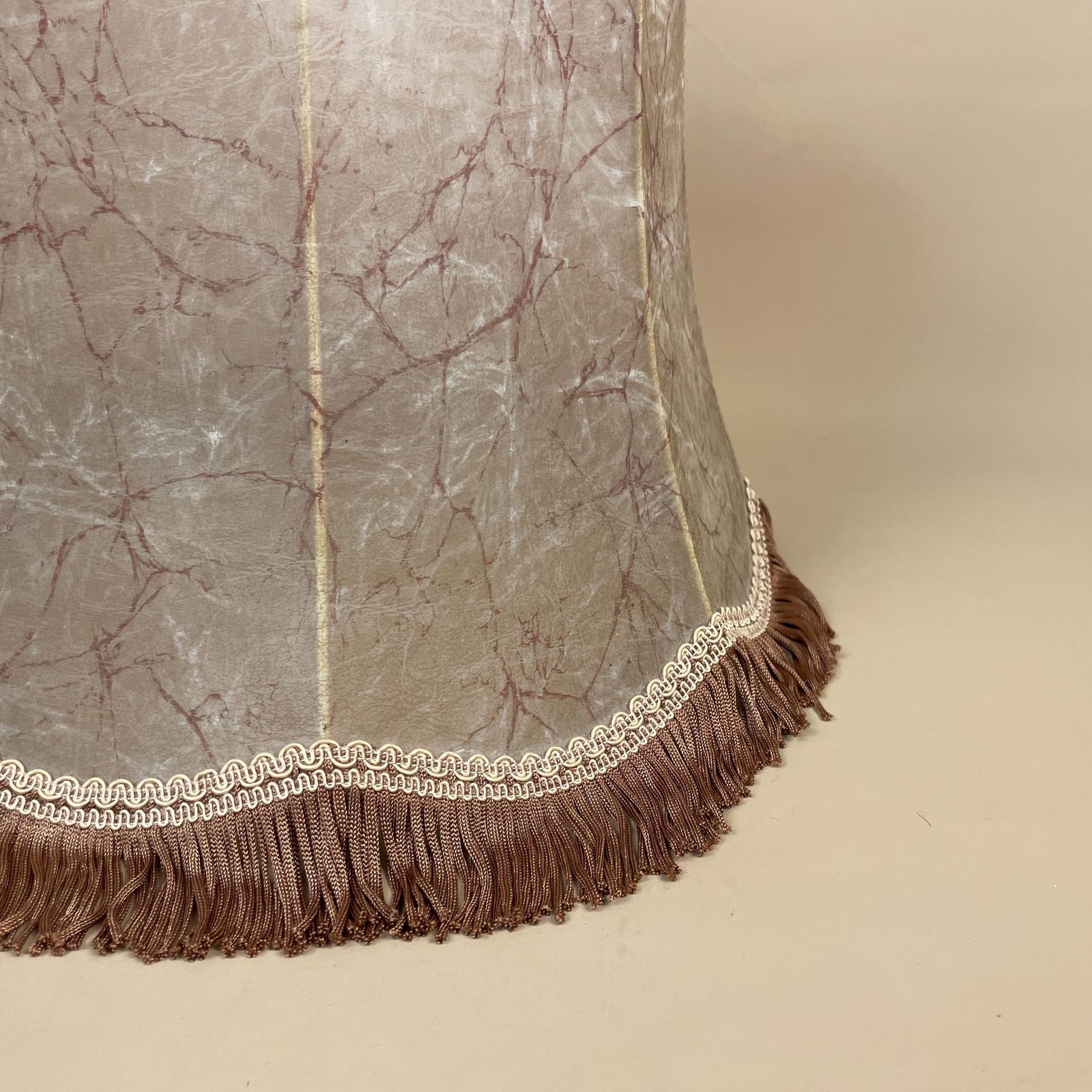 Antique French Vintage Lamp Shade Lampshade Tasseled Edge Tassel Lightshade Light Empire Downton Abbey Abstract Pattern Floor Lamp Neutral photo vintage
