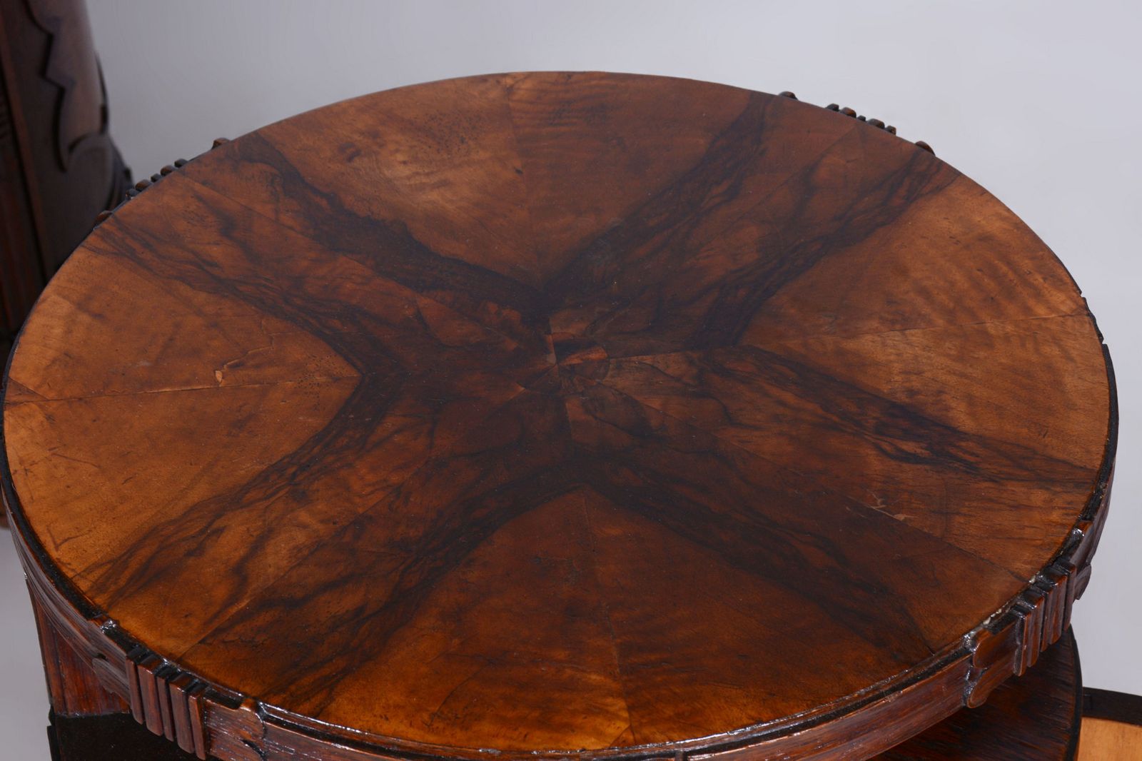 5350.0 Pair Of Restored Cubism Bedside Tables, Oak, Walnut, Polished, Czech, 1910s photo