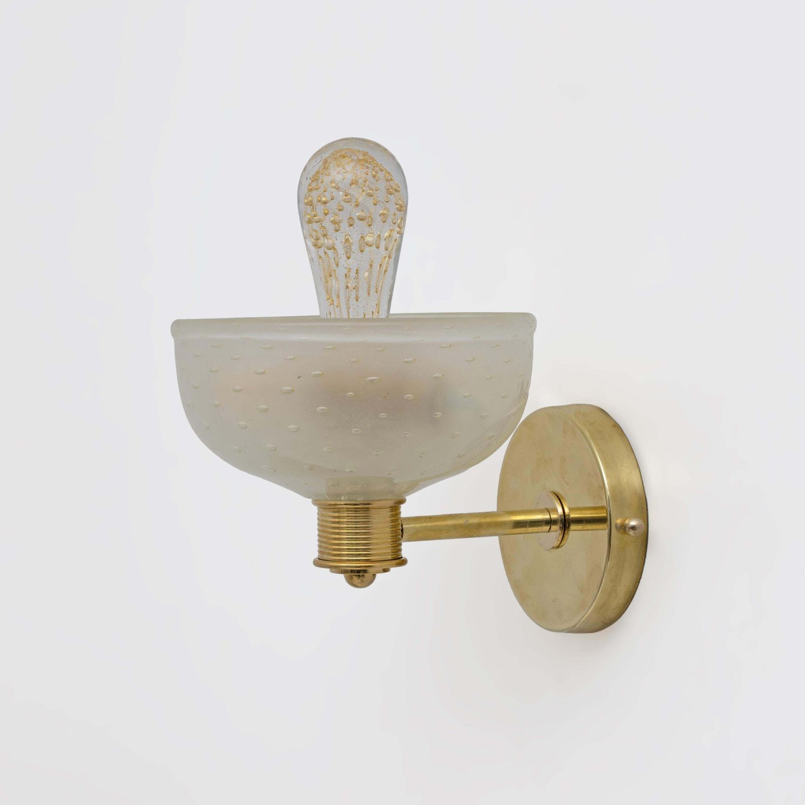 Attributed To Barovier & Toso Brass And Pulegoso Murano Glass Sconces, Pair photo buy