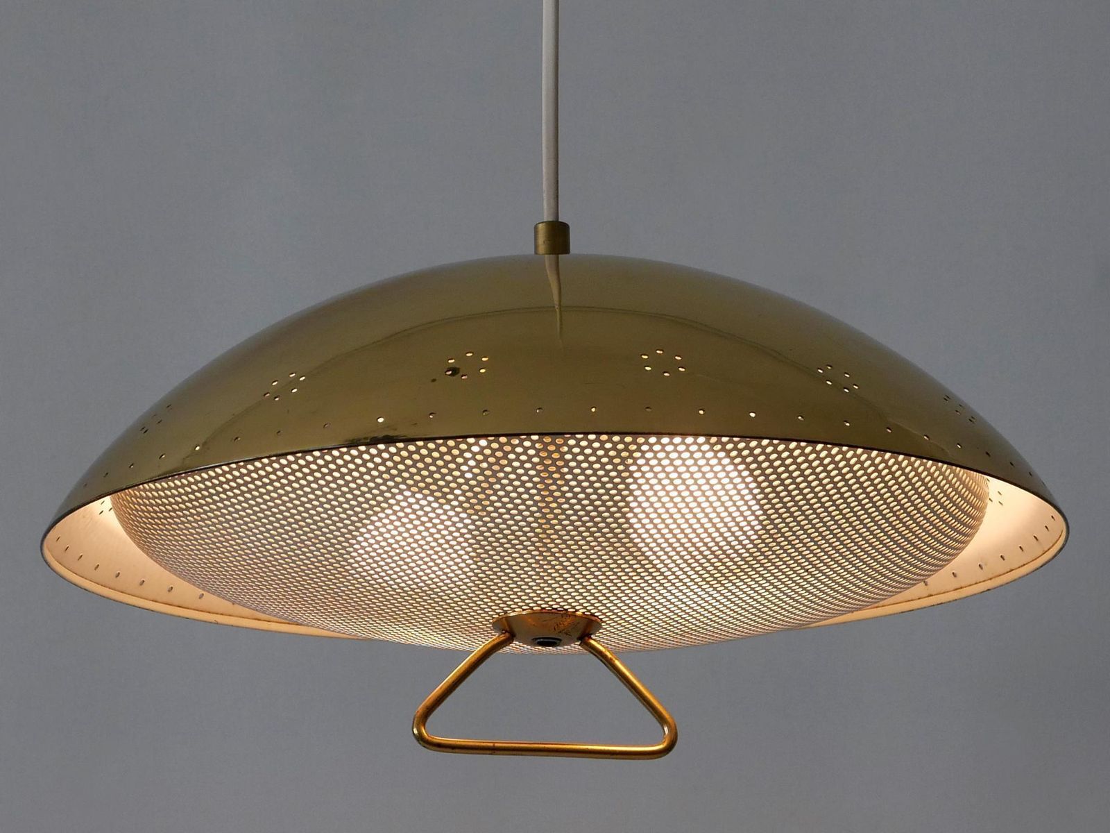 Rare & Elegant Mid Century Modern Perforated Metal Pendant Lamp Germany 1950 photo furniture