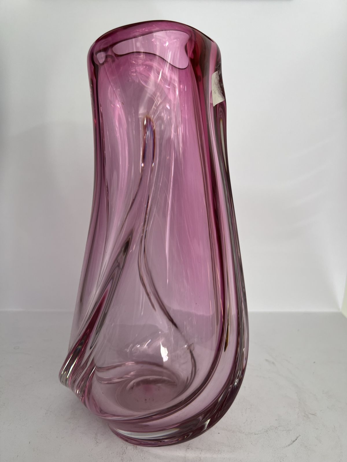 Large Murano Sommerso Swirl Vase – Cranberry/Pink &Clear Glass, 1970s photo for sale