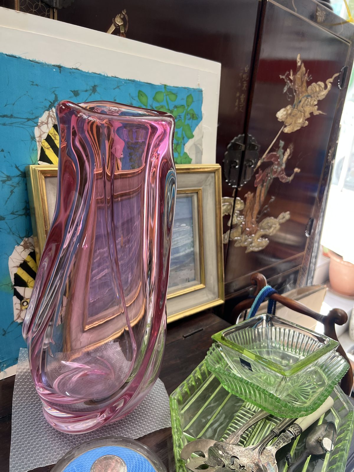 Large Murano Sommerso Swirl Vase – Cranberry/Pink &Clear Glass, 1970s photo vinterior