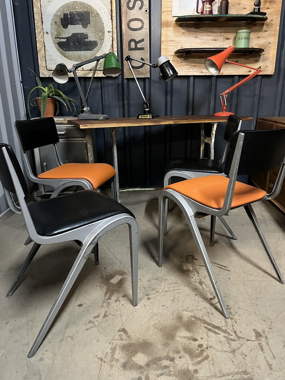 Black / Orange Esavian Stacking Chair By James Leonard 1950s Set Of Four photo buy