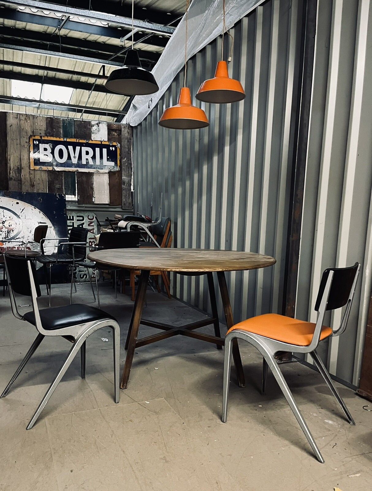 photo furniture Black / Orange Esavian Stacking Chair By James Leonard 1950s Set Of Four