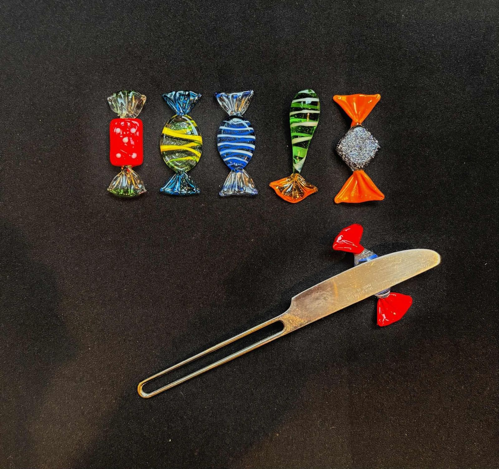 Murano Glazen Messenleggers: Retro Snoepjes Design, Set Van 6 photo Woonaccessoires