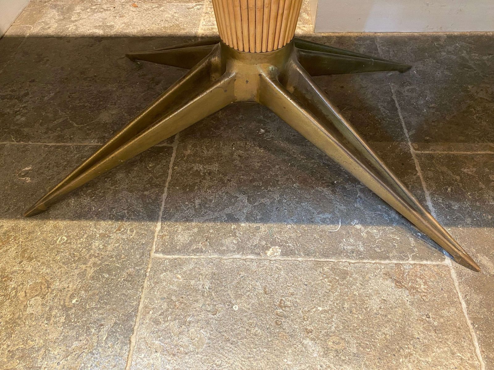 photo vinterior Italian Midcentury Parchment And Walnut Sideboard With Brass Legs 1940s   Aldo Tura