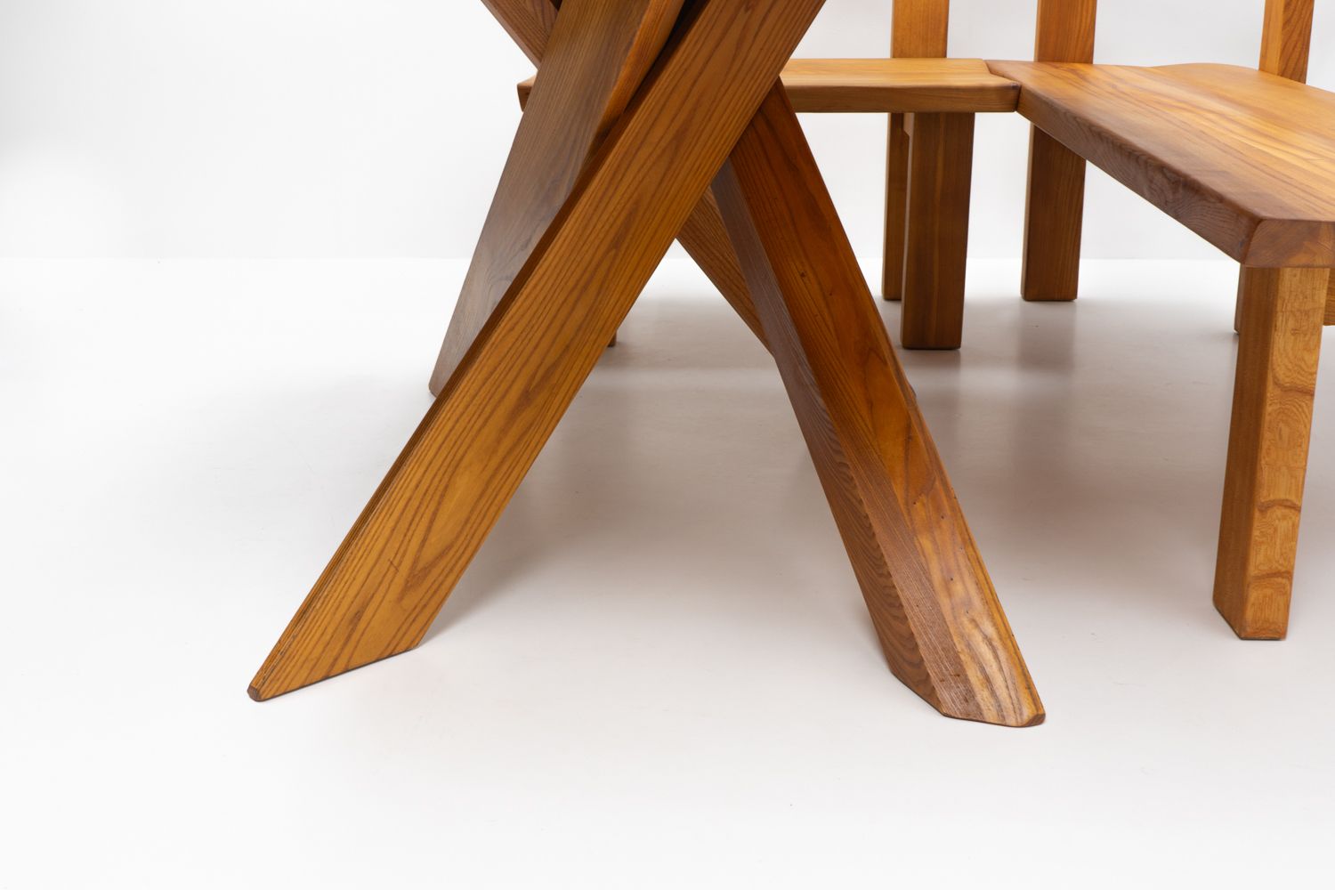 Furniture Pierre Chapo, S35 & T35 Corner Dining Set In French Elm, France – 1980s photo