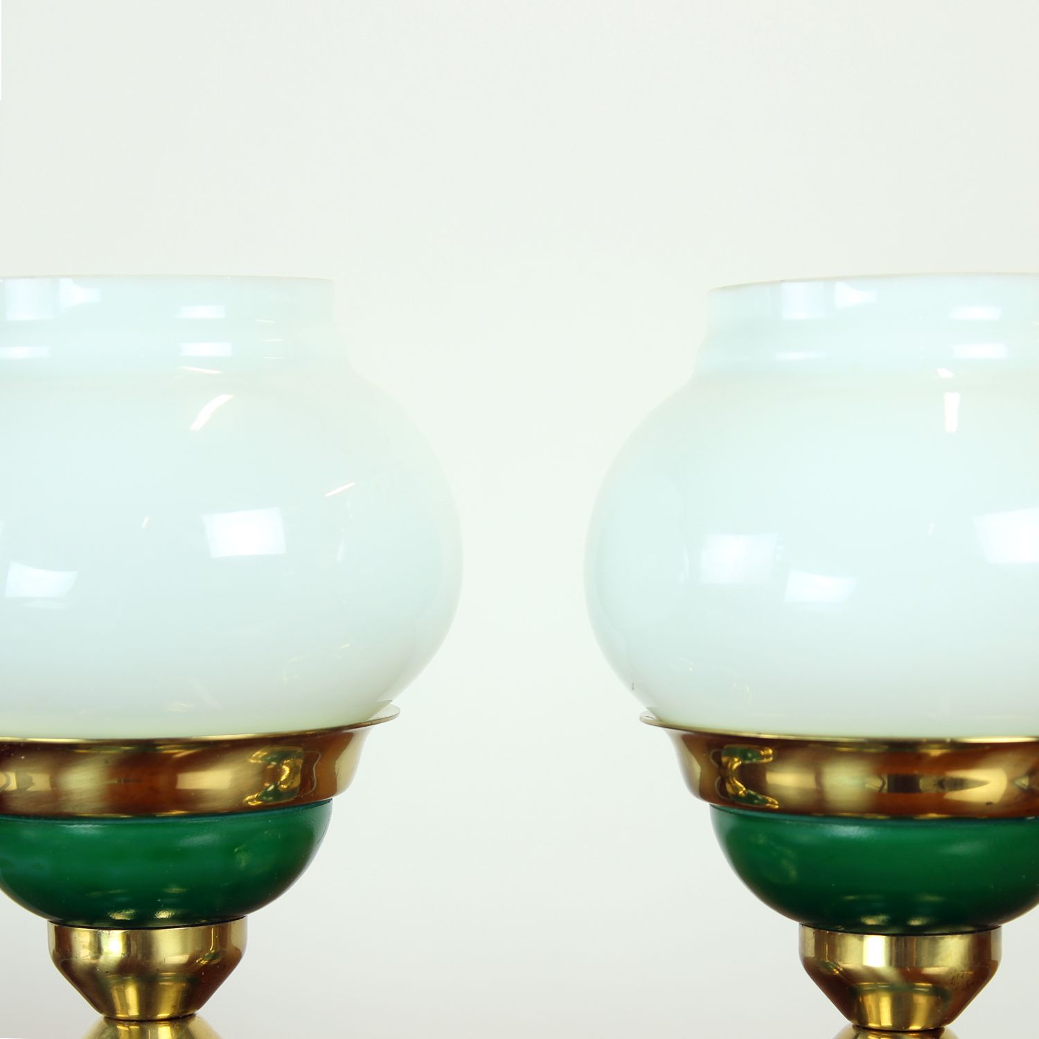 Set Of Table Lamps In Opaline Glass & Brass, Czechoslovakia 1955 photo furniture