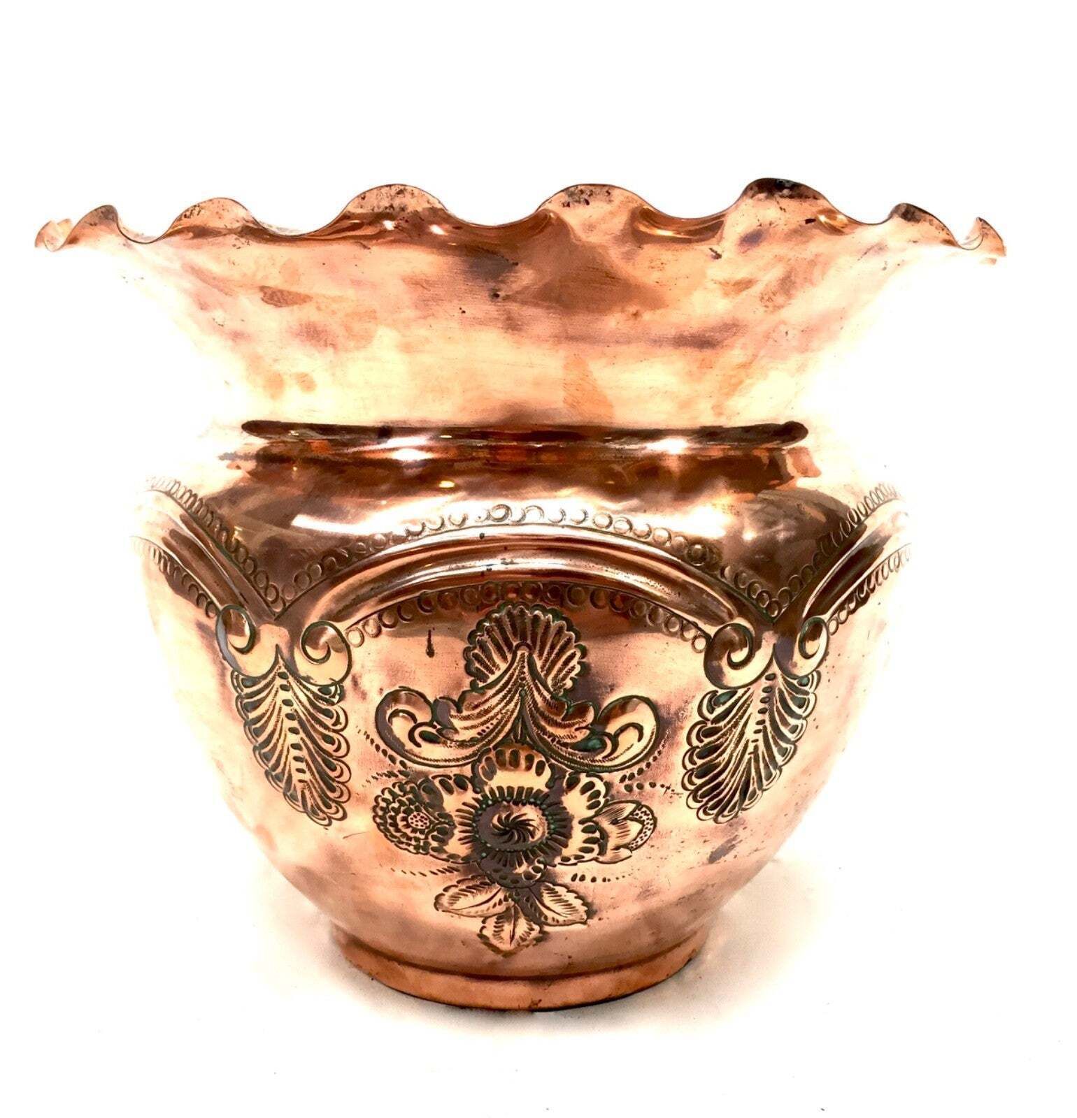 Antique Art Nouveau Copper Planter / Plant Pot / Jardiniere Arts & Crafts C.1900