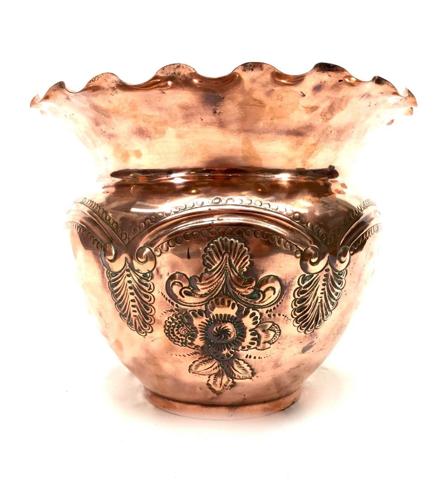 Antique Art Nouveau Copper Planter / Plant Pot / Jardiniere Arts & Crafts C.1900 photo furniture