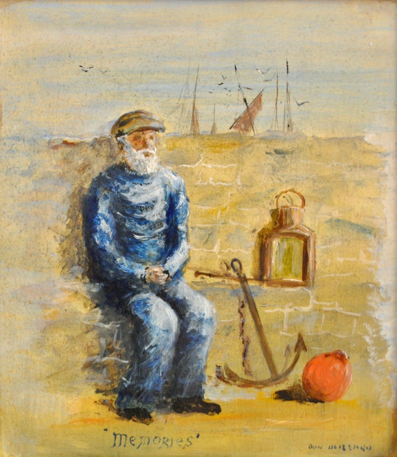 Don Blizzard (XX  ) Two Nostaligic Cornish Fishing Scenes, Oil Paintings, Signed photo for sale