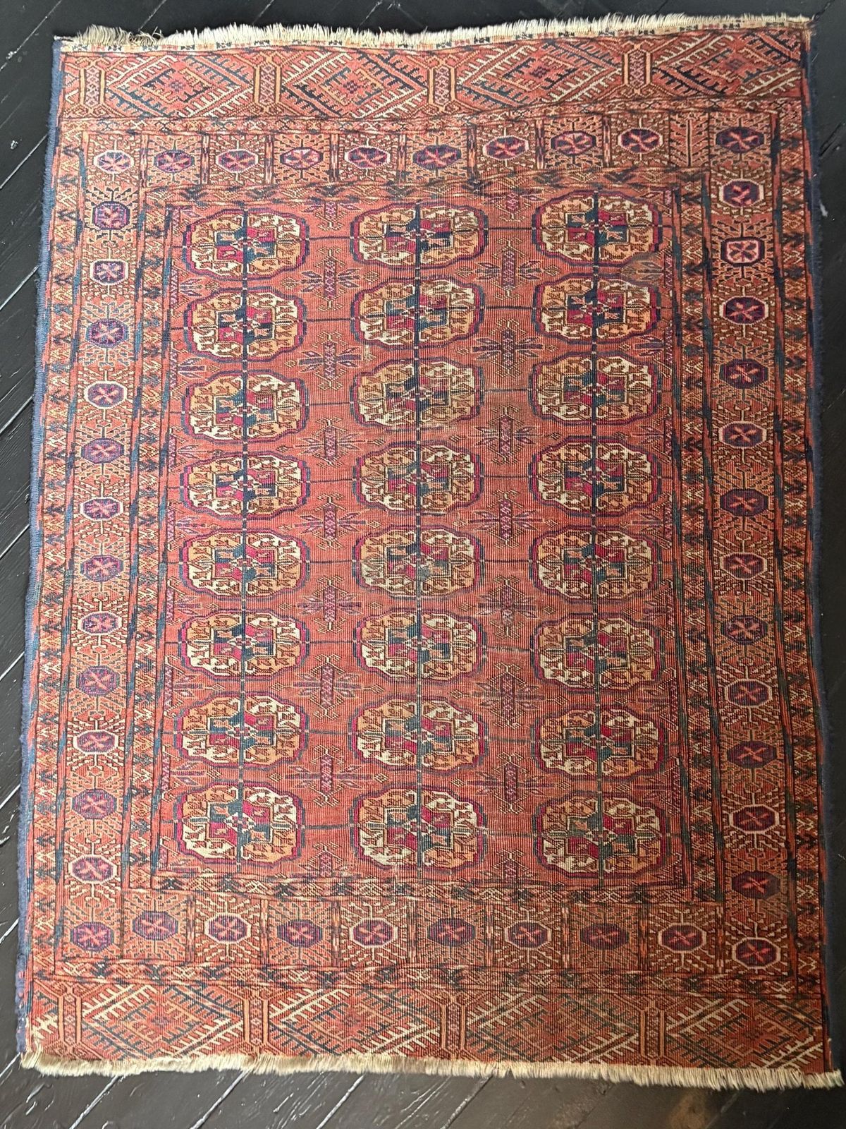 Antique Tekke Turkmen Rug, Soft Colour With Cochineal Highlights, Circa 1900 photo furniture