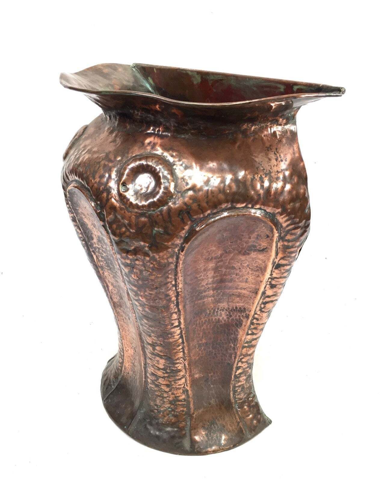 Antique Art Nouveau Large Floor Standing Copper Stick Stand Umbrella Holder 1900 photo furniture