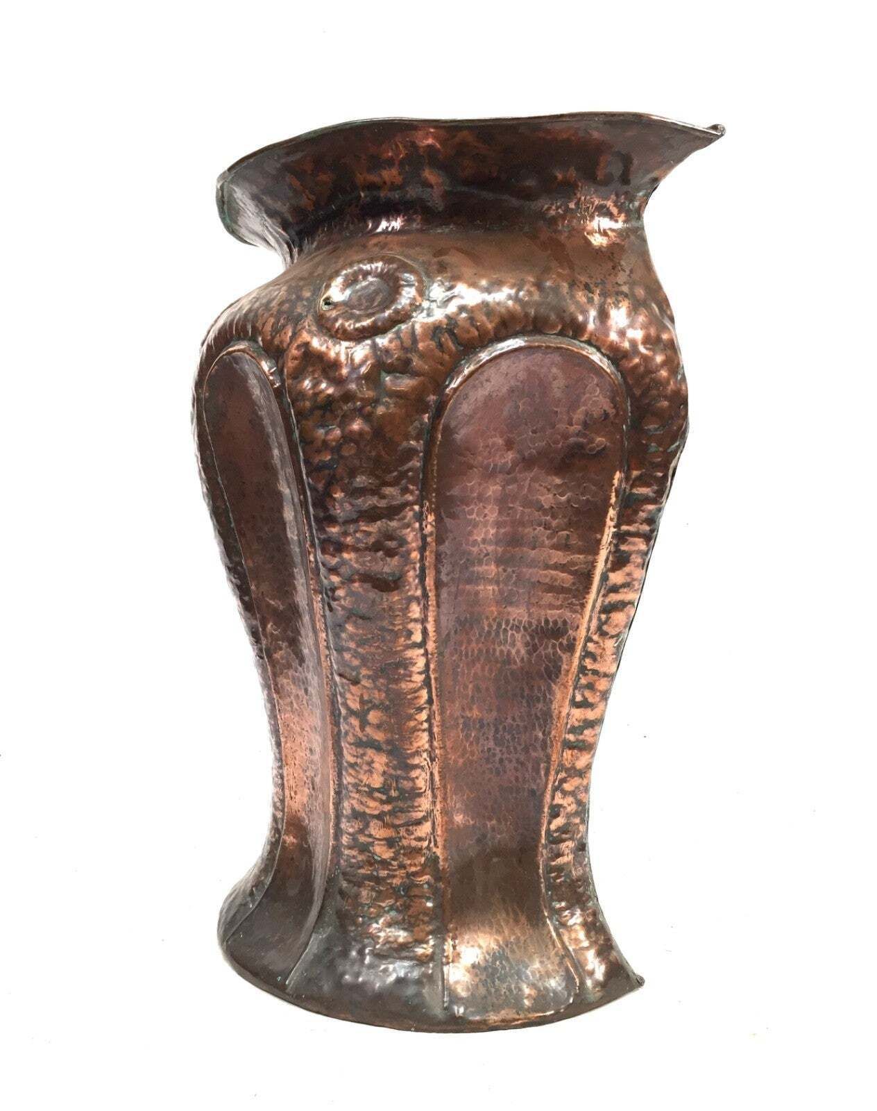 Antique Art Nouveau Large Floor Standing Copper Stick Stand Umbrella Holder 1900 photo 299.0