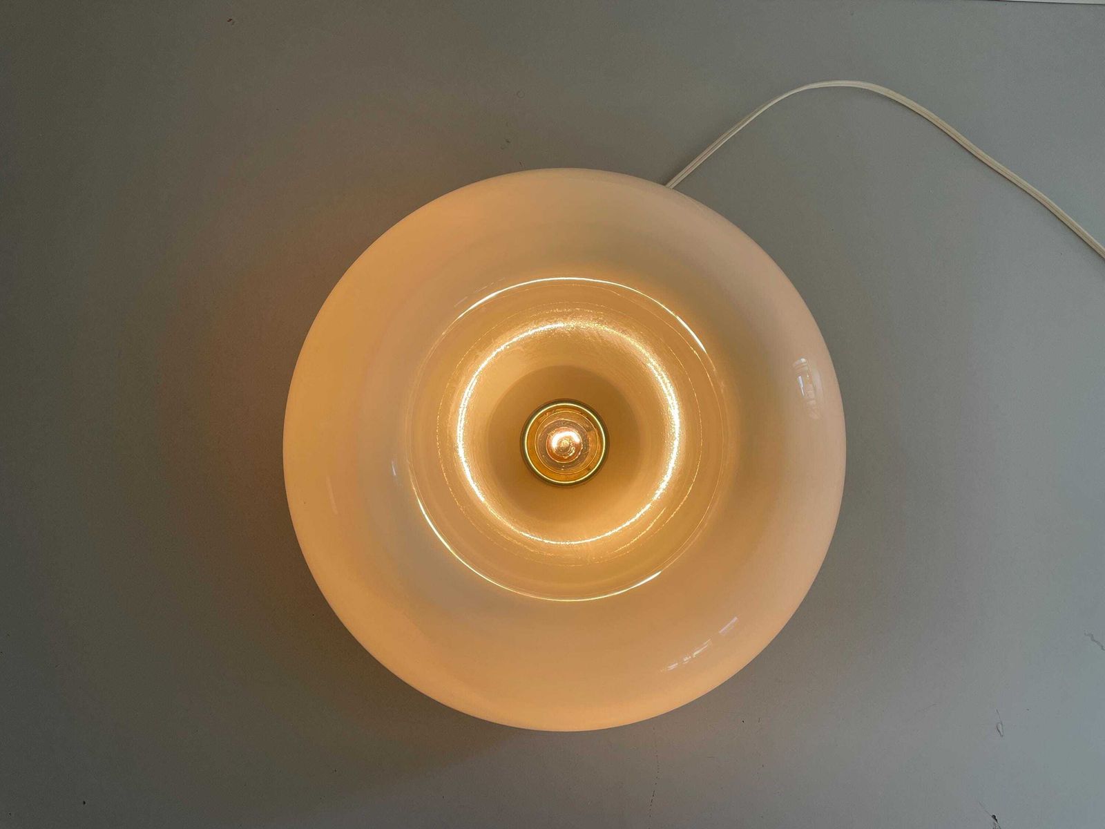 photo furniture Model Vellela Opaline Glass Flush Mount Light By Achille Castiglioni For Flos, 1960s, Italy