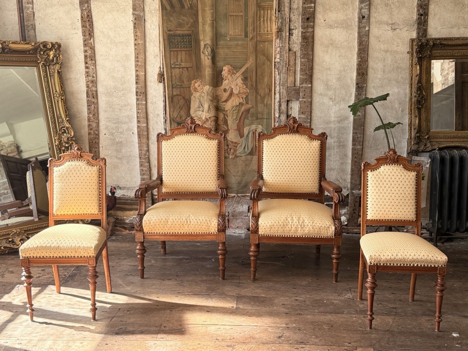Exceptional Quality Antique Bavarian Elbow Lady's Gentlaman's  Arm Chairs C 1800