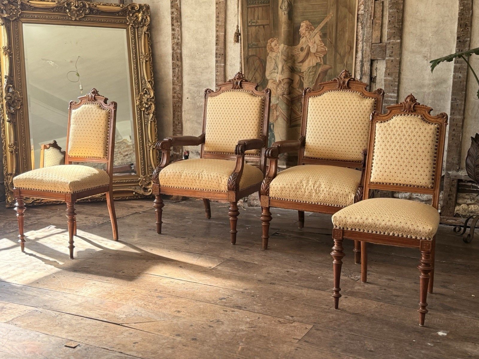 Exceptional Quality Antique Bavarian Elbow Lady's Gentlaman's  Arm Chairs C 1800 photo furniture