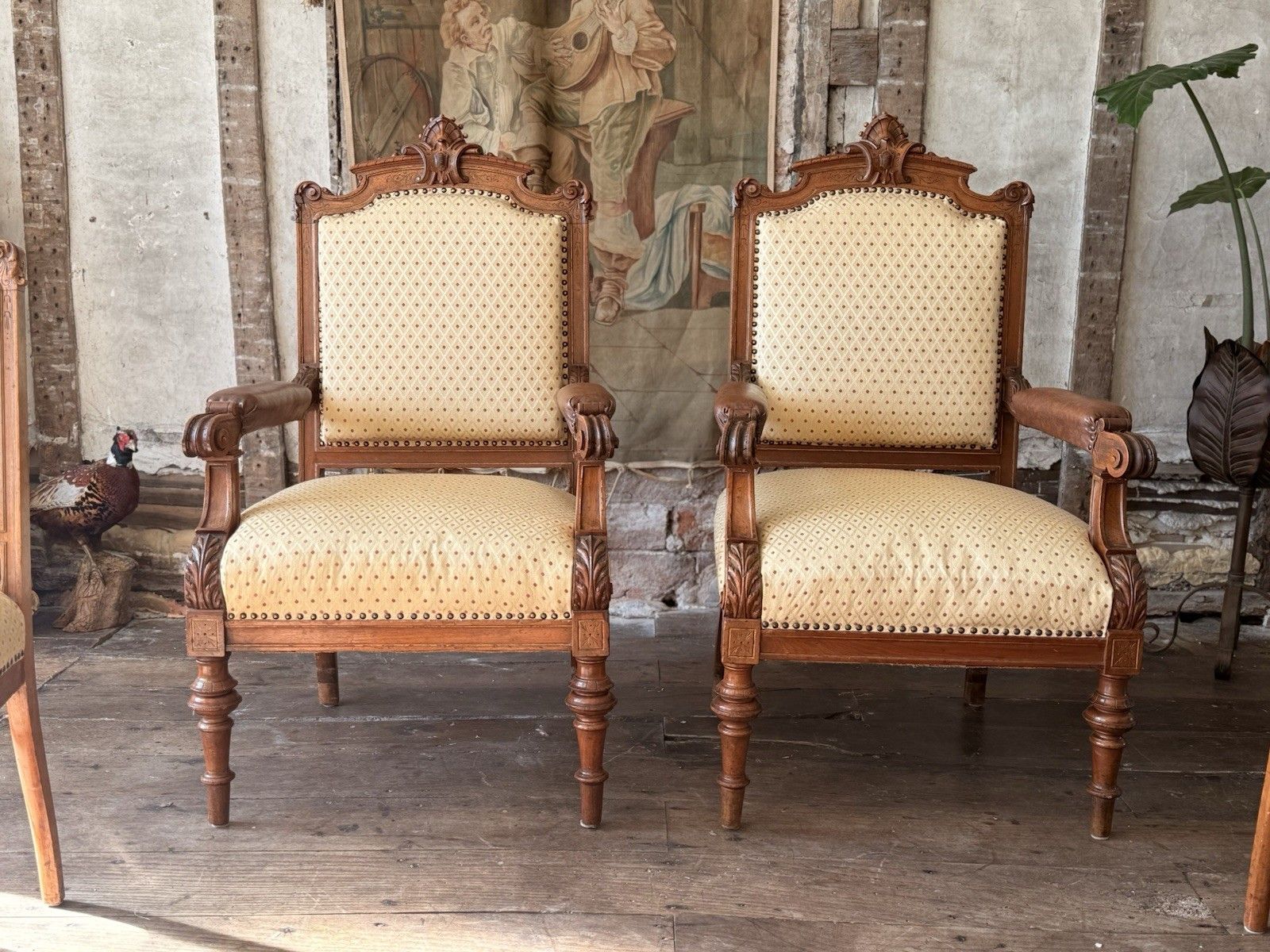 Exceptional Quality Antique Bavarian Elbow Lady's Gentlaman's  Arm Chairs C 1800 photo for sale