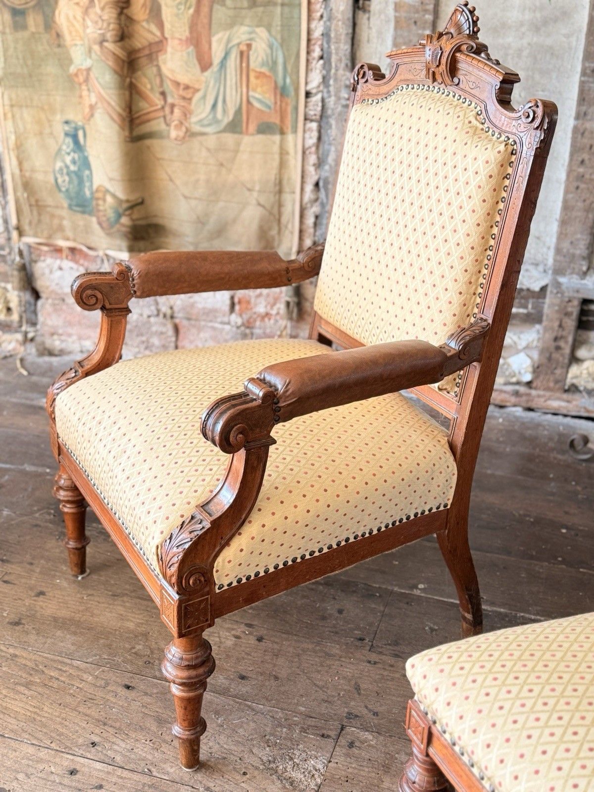 Exceptional Quality Antique Bavarian Elbow Lady's Gentlaman's  Arm Chairs C 1800 photo vinterior