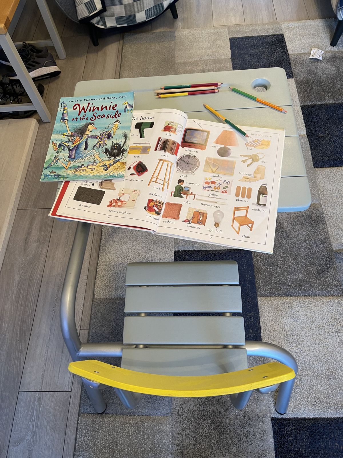 Vintage Tubular Child’s School Desk photo furniture