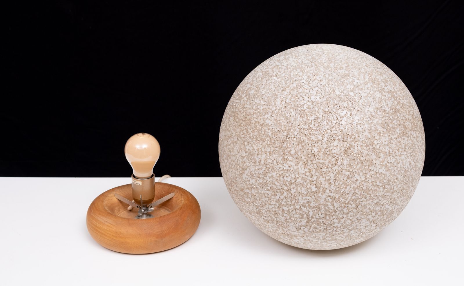Ball Lamp On Pine Base 1970 France photo for sale