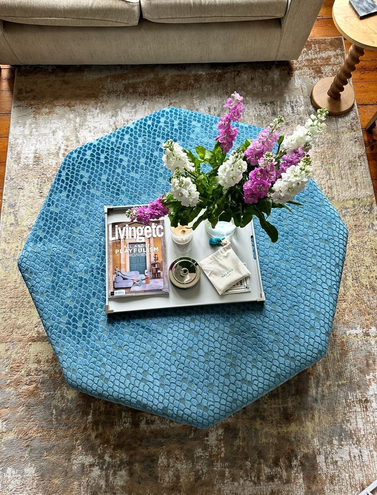 Bespoke Ottoman Schumacher Cut Velvet With Hydraulic Opening