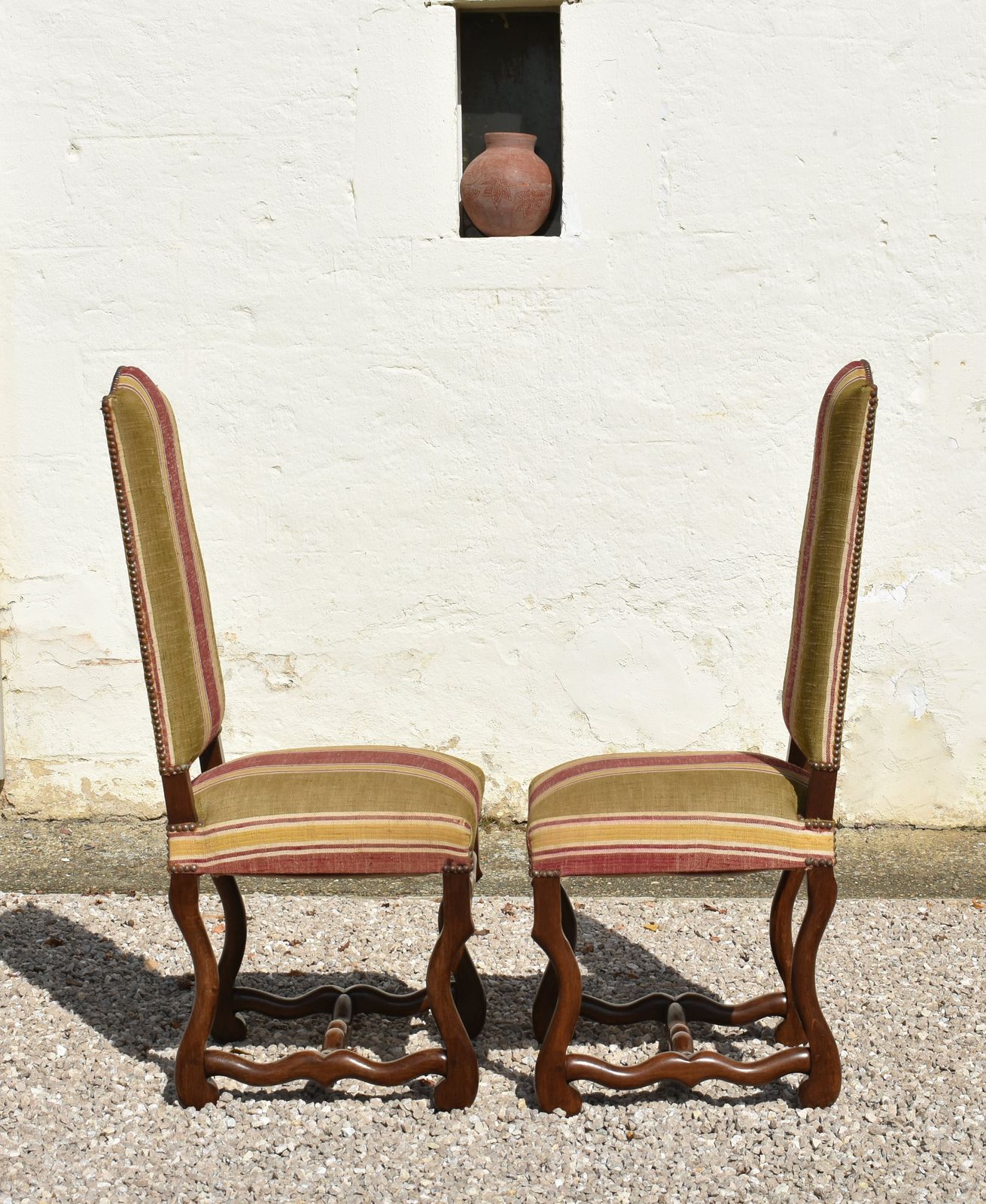 Furniture Set Of 6 French Os De Mouton Dining Chairs In Oak Style Louis XIII photo