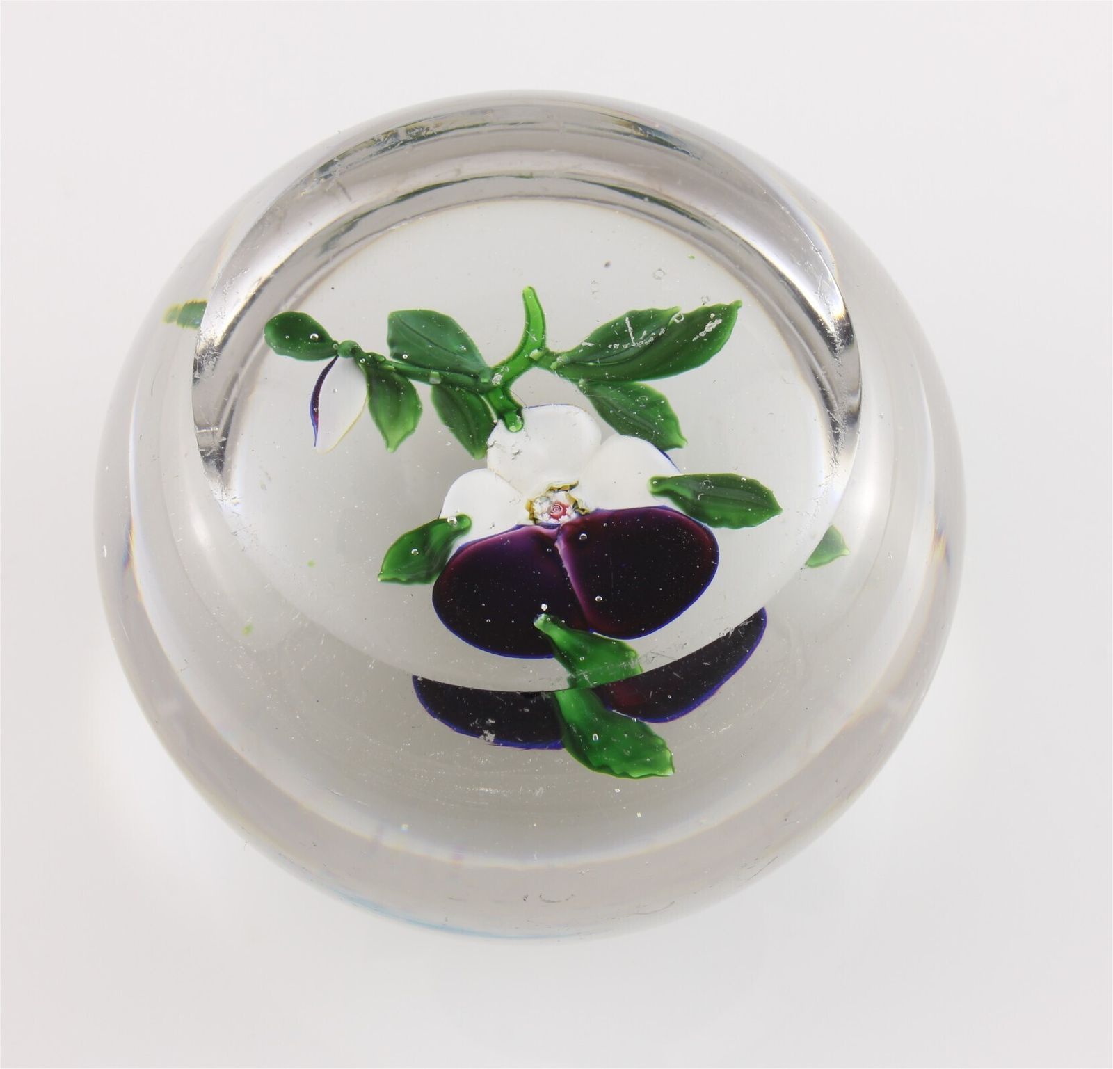 Antique Baccarat Pansy Paperweight. Heavy French Glass Desk Weight. C1850. photo Home Decor