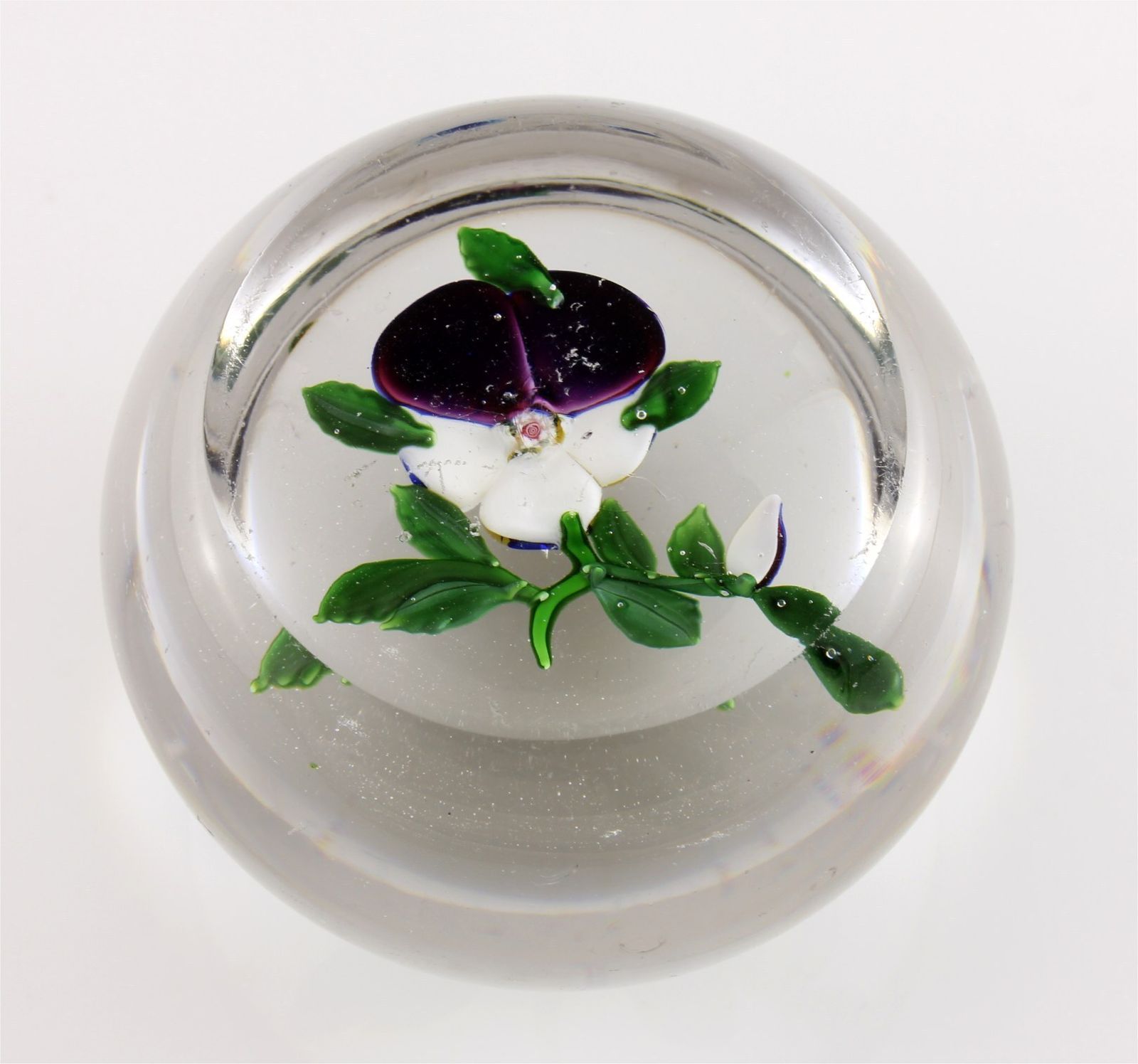 photo furniture Antique Baccarat Pansy Paperweight. Heavy French Glass Desk Weight. C1850.