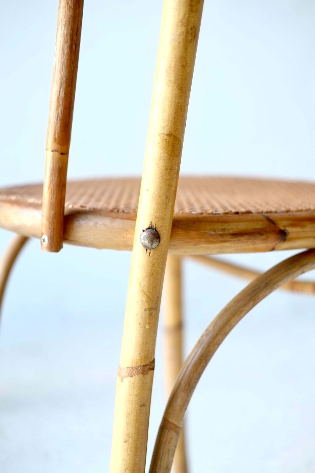 A Set Of Four French Midcentury Bamboo Dining Chairs photo vintage