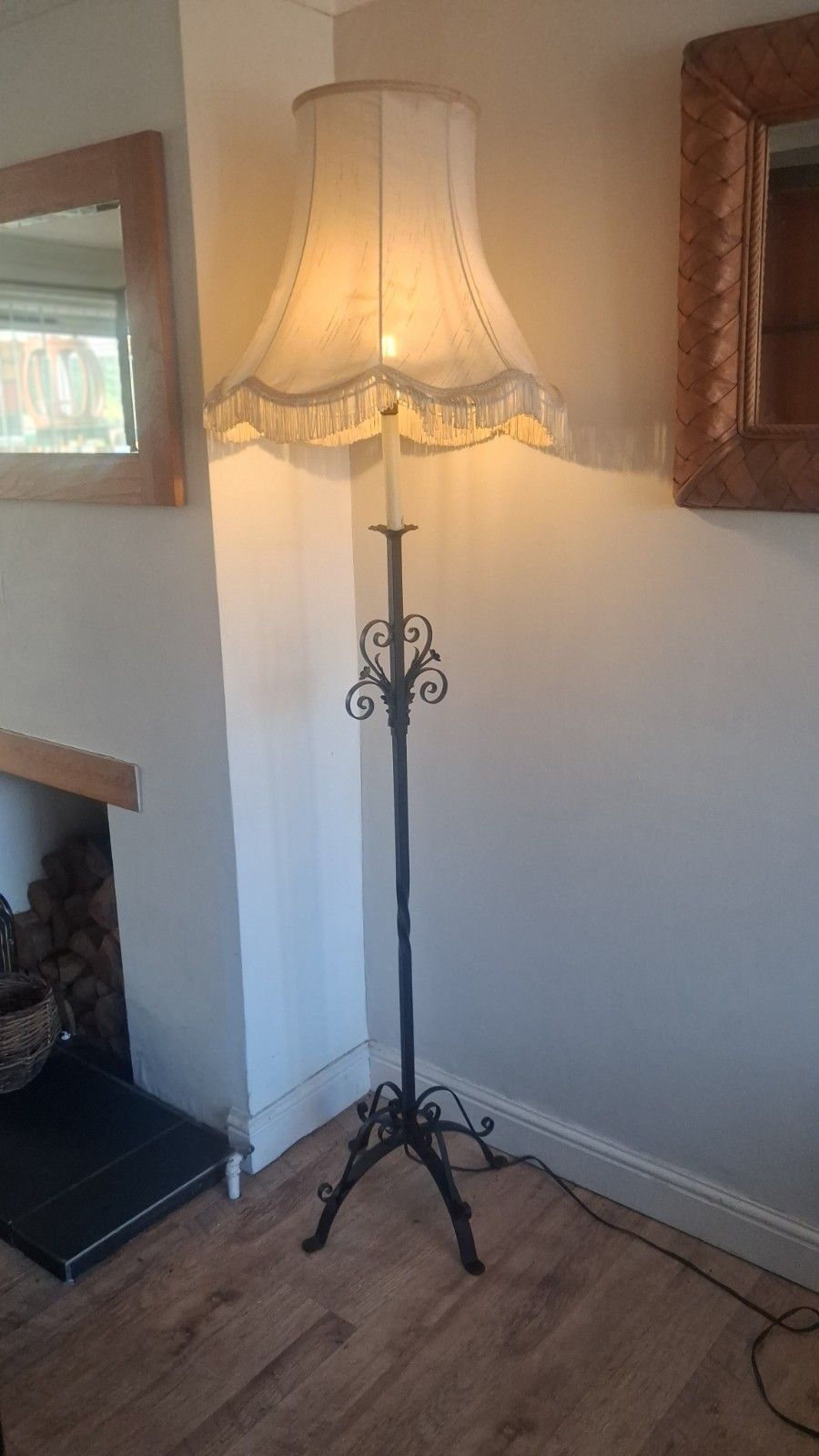 Original 1960's French Mid Century Wrought Iron Standard Lamp / Floor Lamp