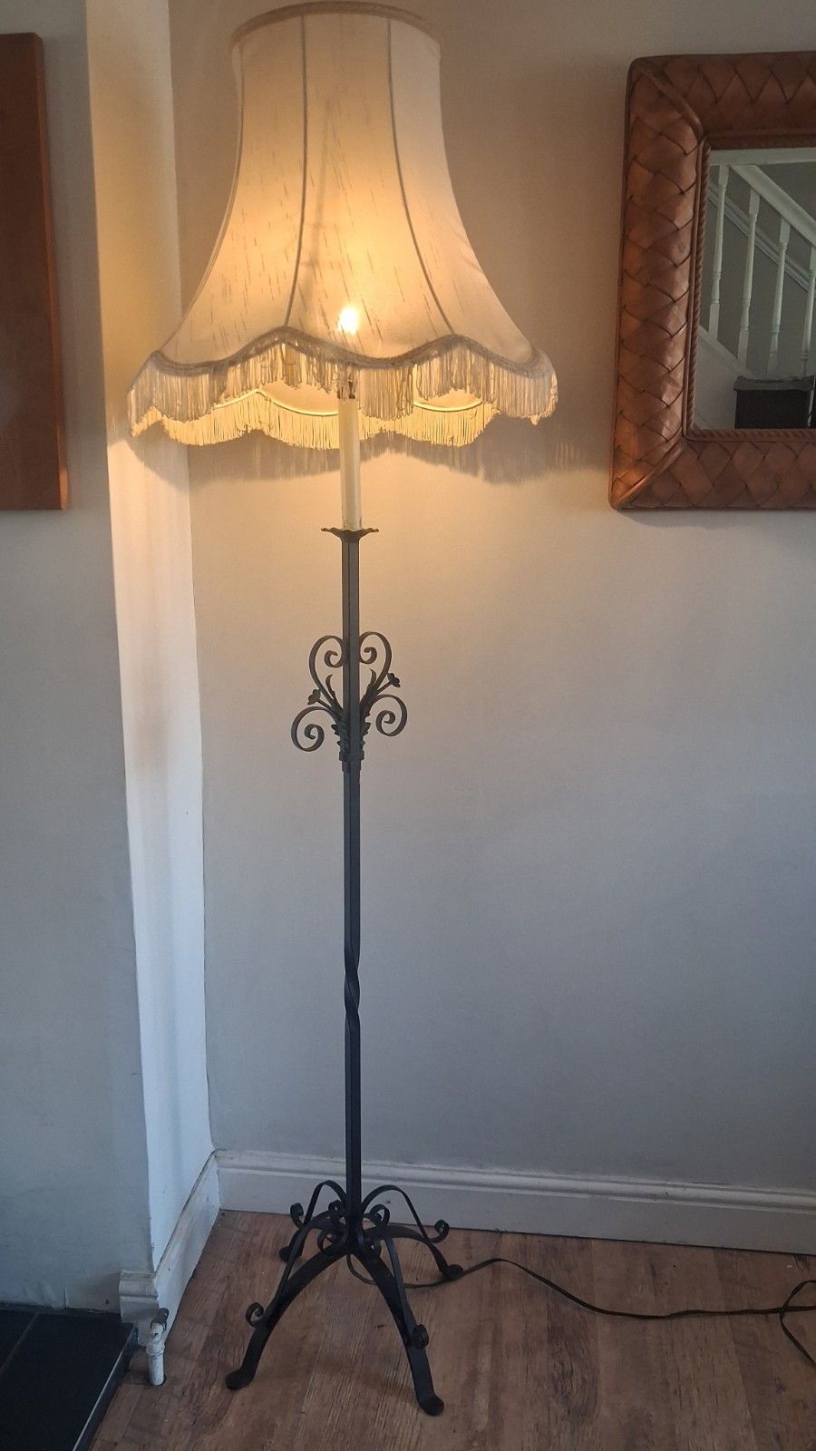Original 1960's French Mid Century Wrought Iron Standard Lamp / Floor Lamp photo vinterior