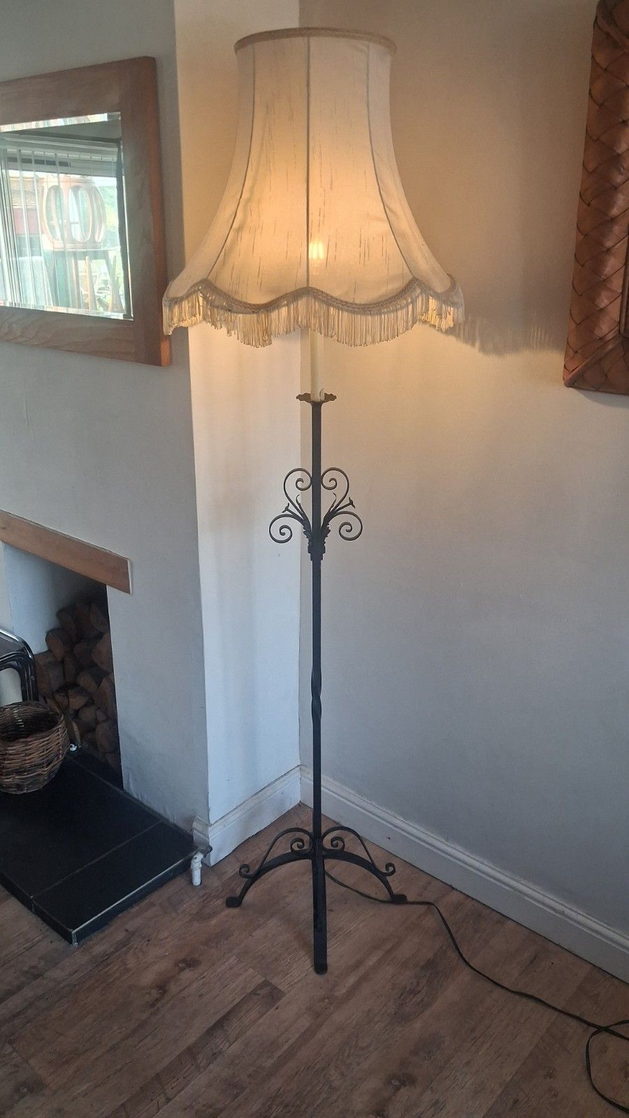 275.0 Original 1960's French Mid Century Wrought Iron Standard Lamp / Floor Lamp photo