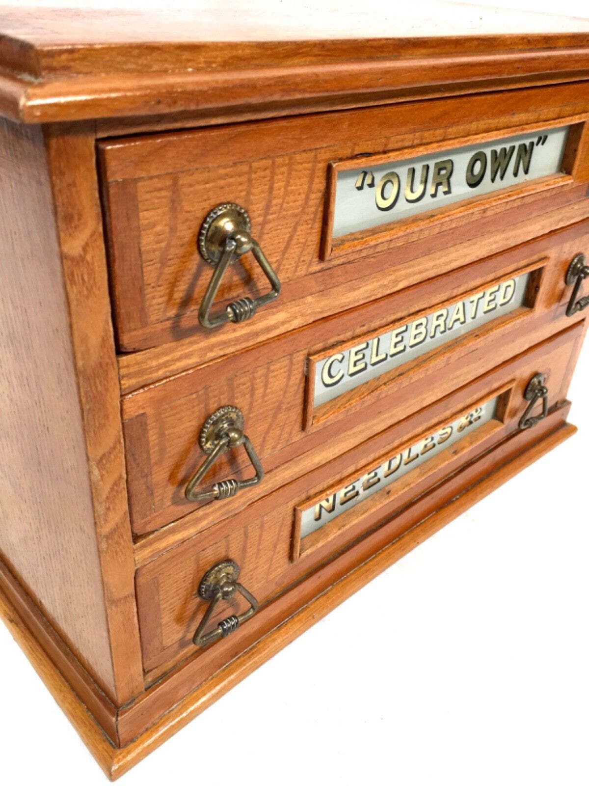 Antique Haberdashery Tabletop Shop Display Needle Box / Display Cabinet Drawers photo Furniture